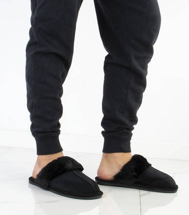 CZARNE MĘSKIE OCIEPLANE KAPCIE KLAPKI