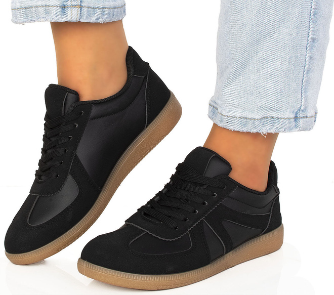 CZARNE DAMSKIE SNEAKERSY TRAMPKI SKÓRZANE DOTS 2
