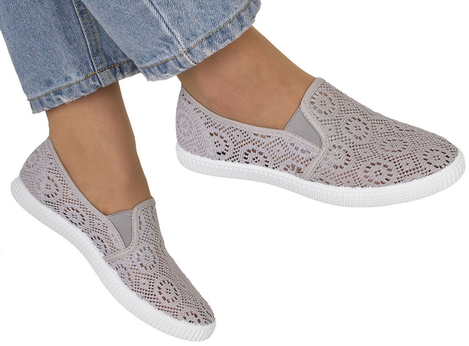 SZARE KORONKOWE BALERINKI TENISÓWKI WSUWANE ALMOR 2