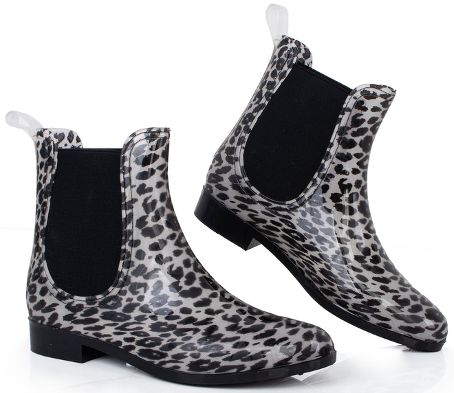 PANTERKA DAMSKIE KRÓTKIE KALOSZE LAKIEROWANE TOLBY 2