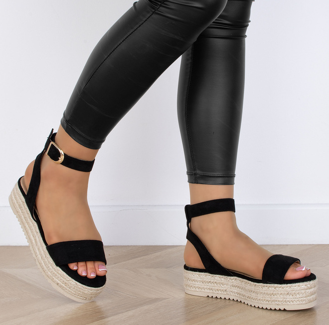 CZARNE SANDAŁY ESPADRYLE DAMSKIE NA PLATFORMIE BILLIE 5