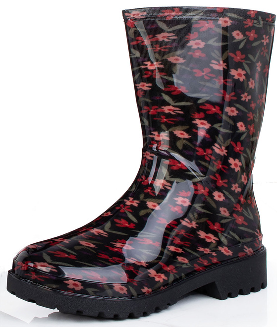 BŁYSZCZĄCE KALOSZE BOTKI SZTYBLETY CZARNE ELWOOD 3