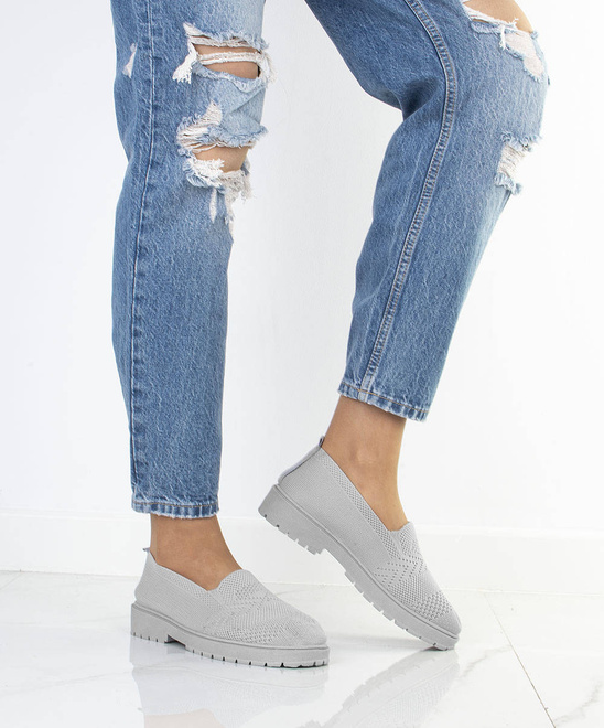 SZARE TENISÓWKI MOKASYNY KORONKOWE HAPE