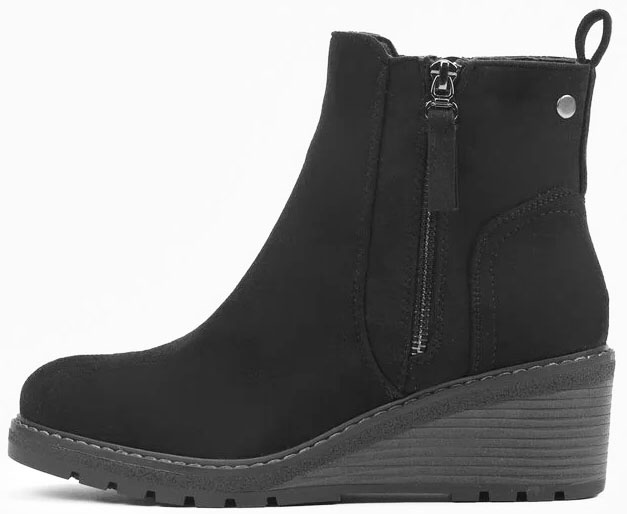 DAMSKIE CZARNE ZAMSZOWE BOTKI NA KOTURNIE CAMELIA 3