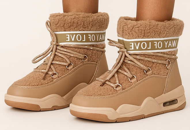 BEŻOWE OCIEPLANE ŚNIEGOWCE BOTKI PLATFORMA WSUWANE DOROMA 4