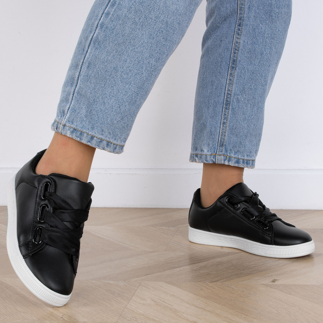 CZARNE DAMSKIE SNEAKERSY TRAMPKI SKÓRZANE SETES 6