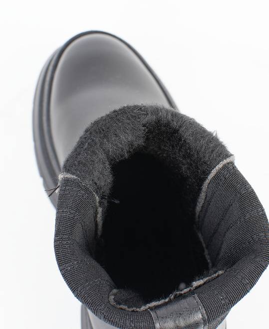 CZARNE DAMSKIE BOTKI SKÓRZANE PLATFORMA WSUWANE MONTANA 5