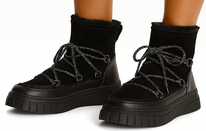 CZARNE OCIEPLANE ŚNIEGOWCE BOTKI PLATFORMA WSUWANE RISELDA 2