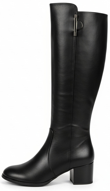 CZARNE DAMSKIE KOZAKI SKÓRZANE NA SŁUPKU OCIEPLANE  KENZA 4