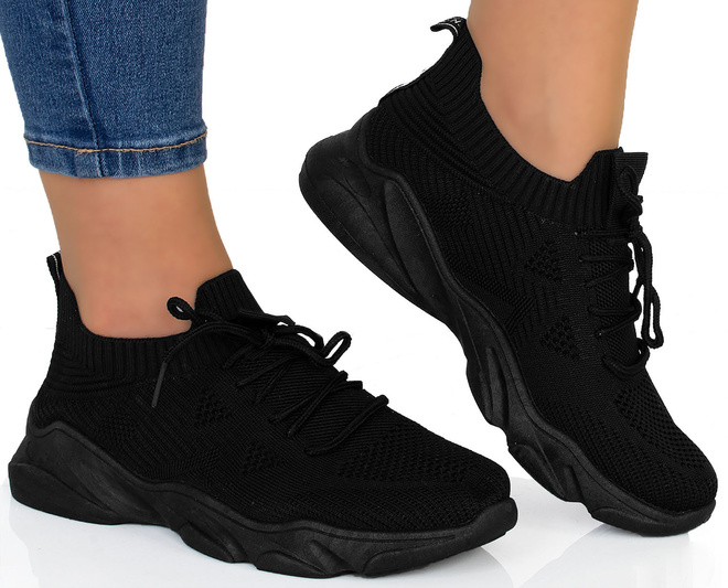DAMSKIE CZARNE BUTY LEKKIE SNEAKERSY ELODIE 2