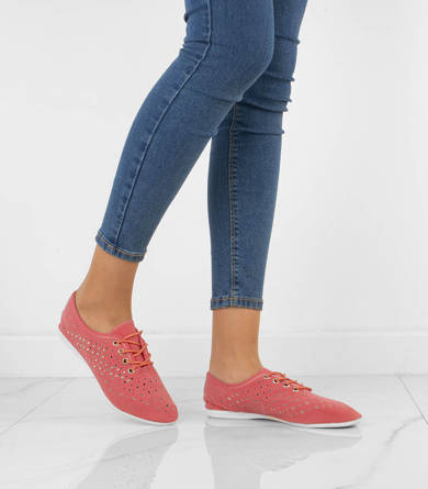 CZERWONE TENISÓWKI AŻUROWE Z DŻETAMI