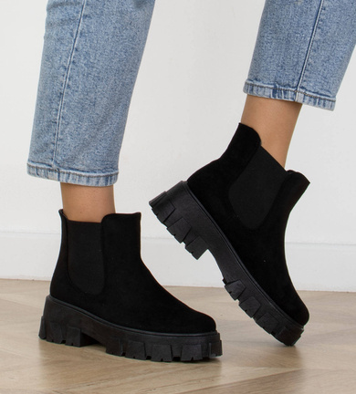 CZARNE BOTKI SZTYBLETY ZAMSZ KLASYCZNE DOVIE