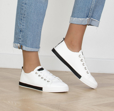 BIAŁE TRAMPKI SKÓRZANE DAMSKIE TENISÓWKI