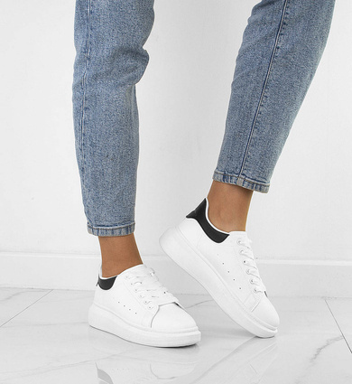 BIAŁE ADIDASY SPORTOWE SNEAKERSY GRUBA PODESZWA