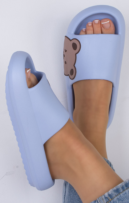 NIEBIESKIE DAMSKIE GUMOWE KLAPKI GRUBA PODESZWA LYNET 2