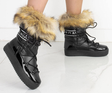 CZARNE ŚNIEGOWCE BOTKI Z FUTERKIEM COSMO
