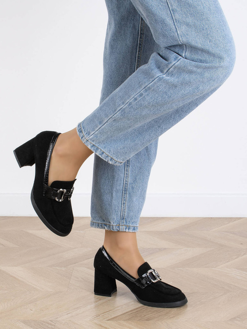 CZARNE PÓŁBUTY NA GRUBYM SŁUPKU KLASYCZNE ADRIEL