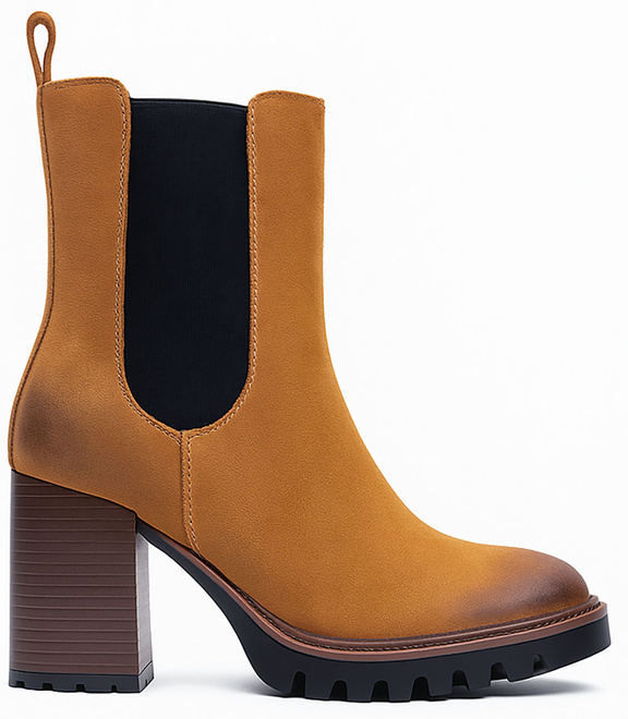 BRĄZOWE ZAMSZOWE BOTKI SZTYBLETY KLASYCZNE NA SŁUPKU 1