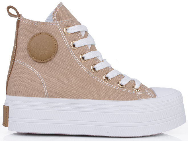 DAMSKIE BEŻOWE WYSOKIE TRAMPKI NA PLATFORMIE HOLA 1