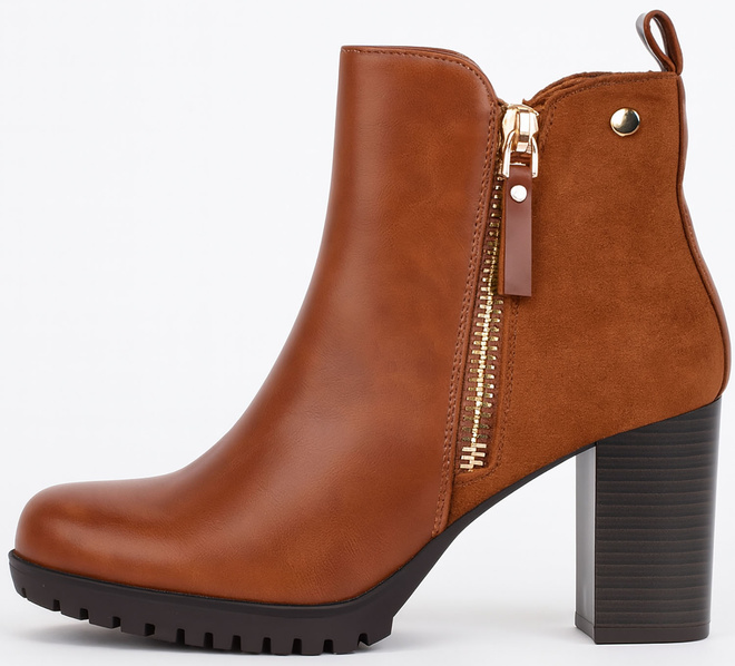 CAMEL DAMSKIE BOTKI NA SŁUPKU SKÓRZANE NA ZAMEK FUFI 3
