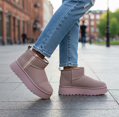 BEŻOWE OCIEPLANE ŚNIEGOWCE BOTKI PLATFORMA RICCA