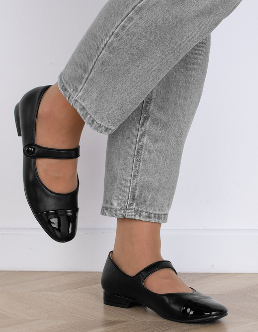 CZARNE DAMSKIE SKÓRZANE MOKASYNY BALERINKI LONGO