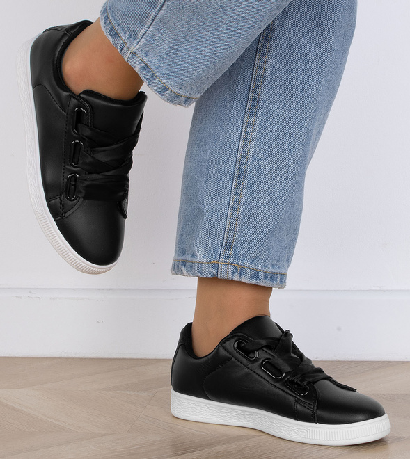 CZARNE DAMSKIE SNEAKERSY TRAMPKI SKÓRZANE SETES 5