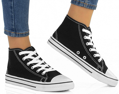 CZARNE WYSOKIE TRAMPKI SPORTOWE KELSY