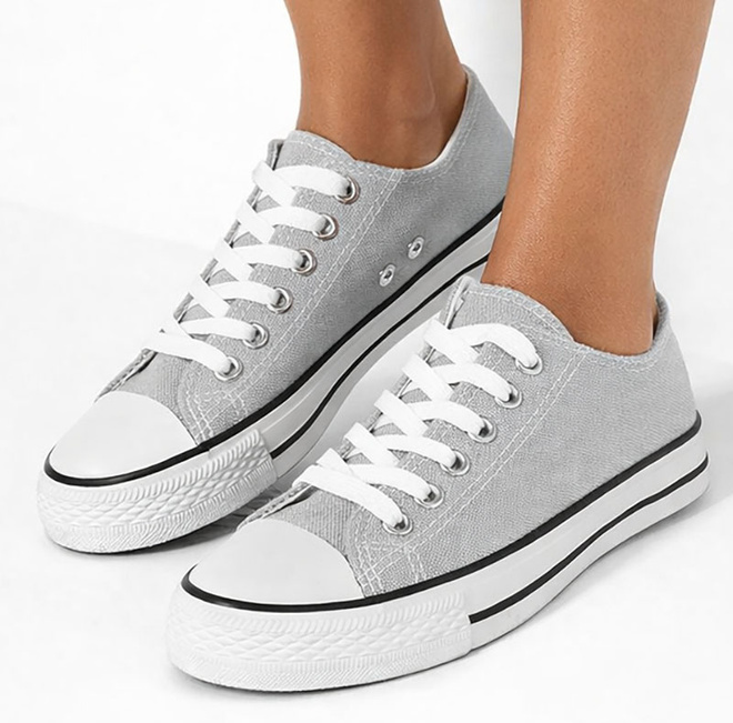 SZARE KLASYCZNE NISKIE TRAMPKI TENISÓWKI SZNUROWANE 4