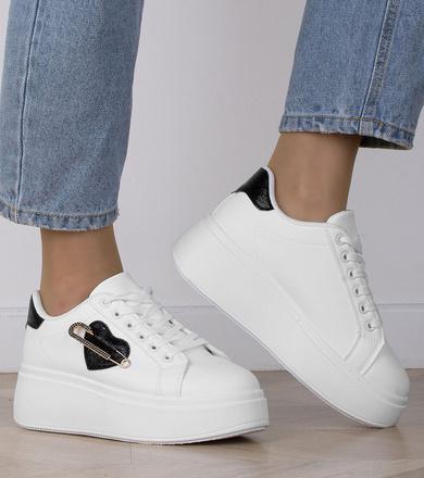 BIAŁE SNEAKERSY TRAMPKI KLASYCZNE NA PLATFORMIE KALI