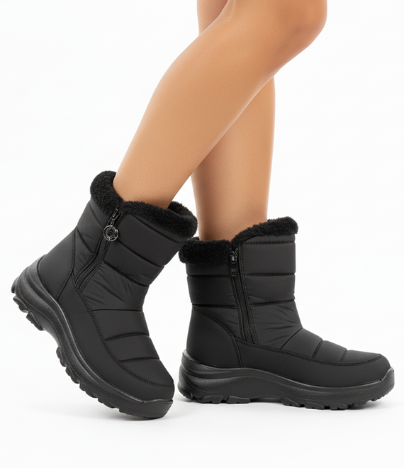 CZARNE ŚNIEGOWCE BOTKI  OCIEPLANE NA PLATFORMIE 