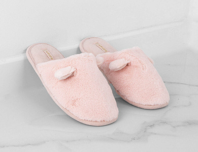 RÓŻOWE OCIEPLANE KAPCIE KLAPKI DOMOWE