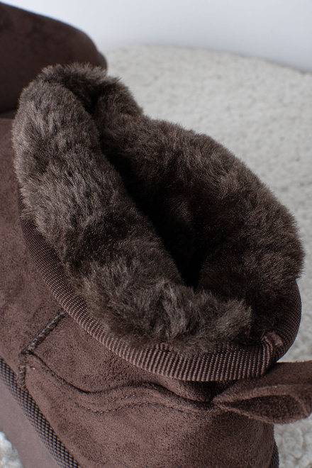 BRĄZOWE DZIECIĘCE ŚNIEGOWCE BOTKI OCIEPLANE NA PLATFORMIE CHOCO 5