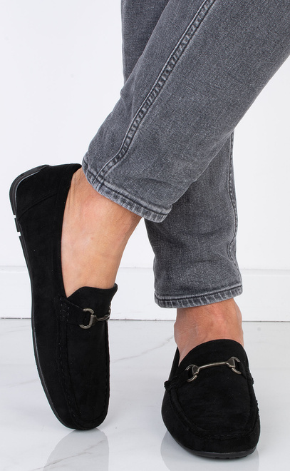 CZARNE MOKASYNY MĘSKIE PÓŁBUTY ZAMSZOWE 5