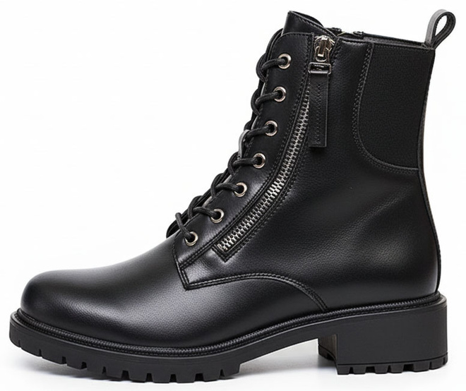 CZARNE SKÓRZANE DAMSKIE BOTKI OCIEPLANE GLANY ZAMEK ELOISA 3