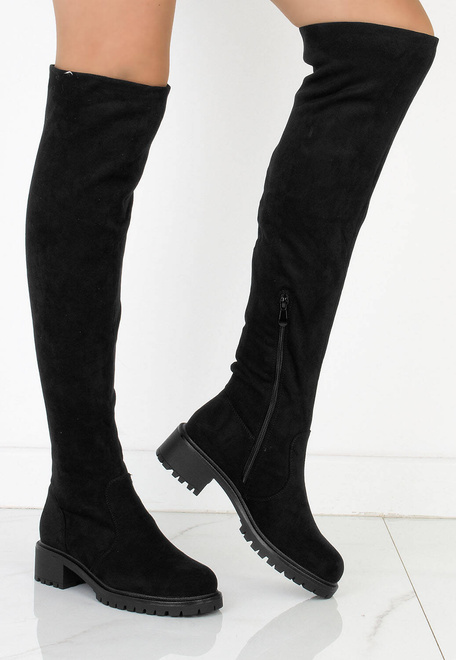 CZARNE ZAMSZOWE KOZAKI KLASYCZNE ZA KOLANO OCIEPLANE NORAH 9