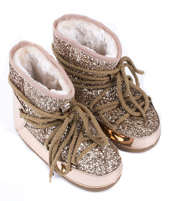 ZŁOTE OCIEPLANE WIĄZANE BOTKI ŚNIEGOWCE IVANA 2