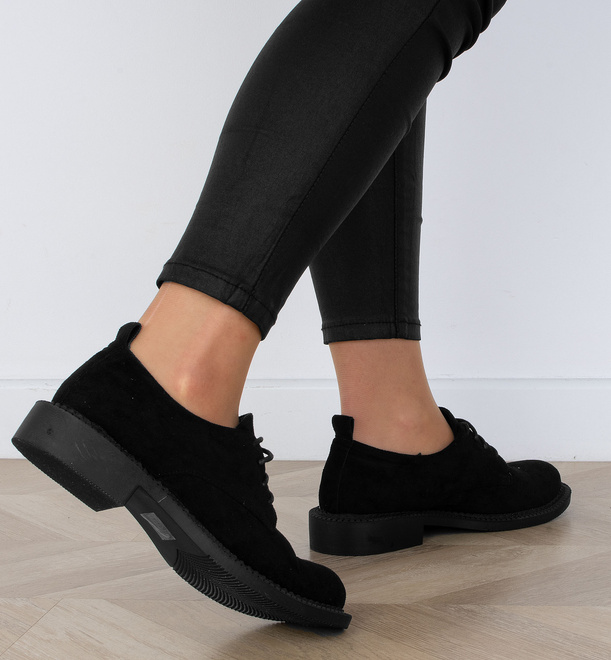 CZARNE PÓŁBUTY ZAMSZOWE DAMSKIE SZNUROWANE SIRRO 6