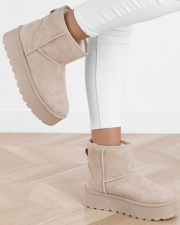 BEŻOWE OCIEPLANE ŚNIEGOWCE BOTKI NA PLATFORMIE BINI