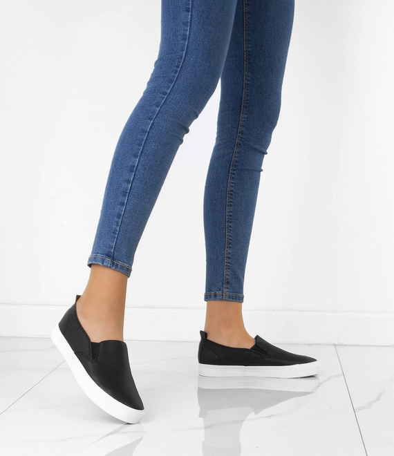 CZARNE TRAMPKI TENISÓWKI SLIP ON  5