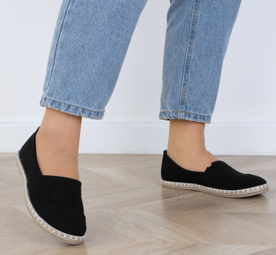 DAMSKIE CZARNE ESPADRYLE TENISÓWKI CZESZKI WSUWANE ALBANY