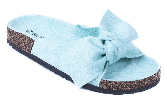 MIĘTOWE ZAMSZOWE KLAPKI Z KOKARDĄ CELIA 2