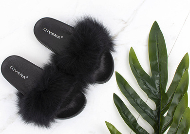 CZARNE KLAPKI Z FUTERKIEM VANI