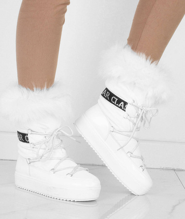 BIAŁE ŚNIEGOWCE WSUWANE OCIEPLANE BOTKI Z FUTERKIEM COSMO