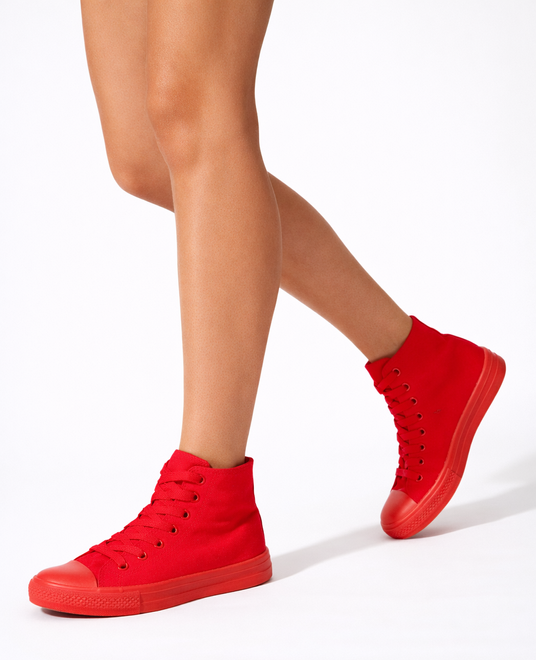 CZERWONE WYSOKIE TRAMPKI TENISÓWKI KLASYCZNE 8