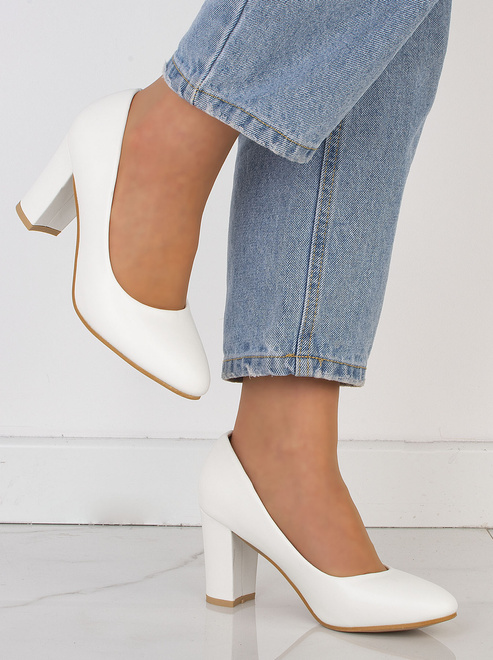 DAMSKIE BIAŁE CZÓŁENKA NA SŁUPKU EKO SKÓRA CLORINDA 5