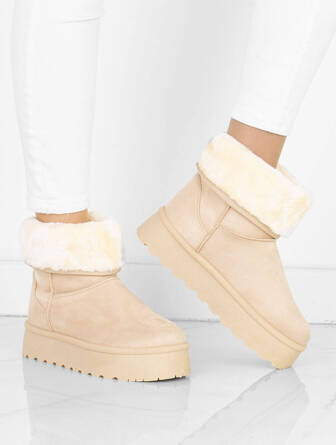 BEŻOWE OCIEPLANE ŚNIEGOWCE BOTKI NA PLATFORMIE CYNDI
