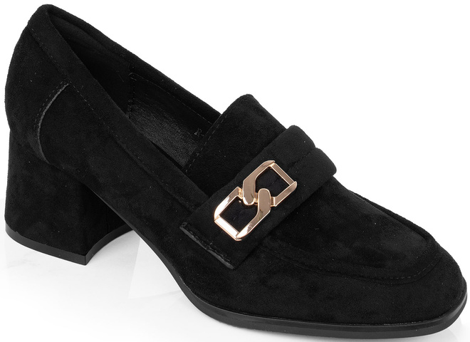 CZARNE PÓŁBUTY MOKASYNY ZAMSZOWE KLASYCZNE HAYLE 1