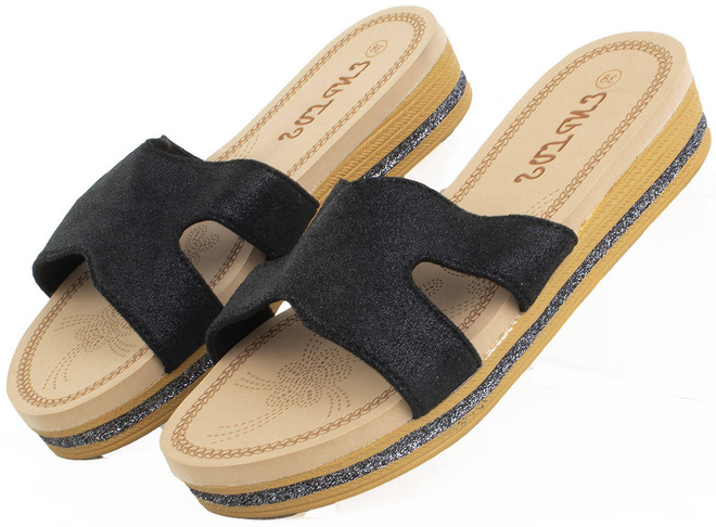 CZARNE KLAPKI PLATFORMA EKOSKÓRA MOXI 3