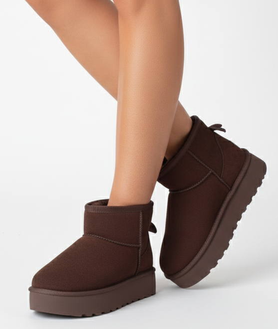 BRĄZOWE DZIECIĘCE ŚNIEGOWCE BOTKI OCIEPLANE NA PLATFORMIE 6